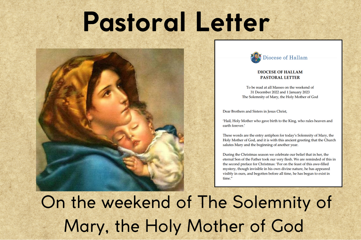 Pastoral letter, On the weekend of The Solemnity of Mary, the Holy Mother of God