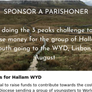 3 Peaks for Hallam WYD – SPONSOR A PARISHONER